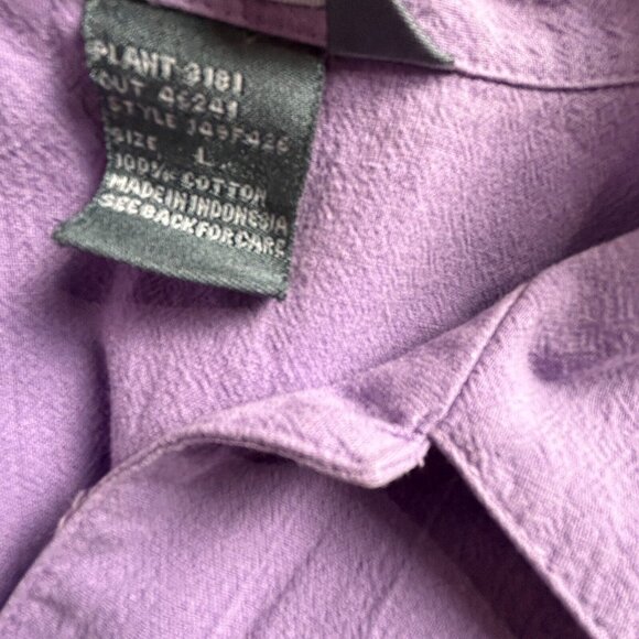 Vintage Koret Hand Printed Button Down Blouse and Pants Set Size Large Purple - Picture 4 of 16